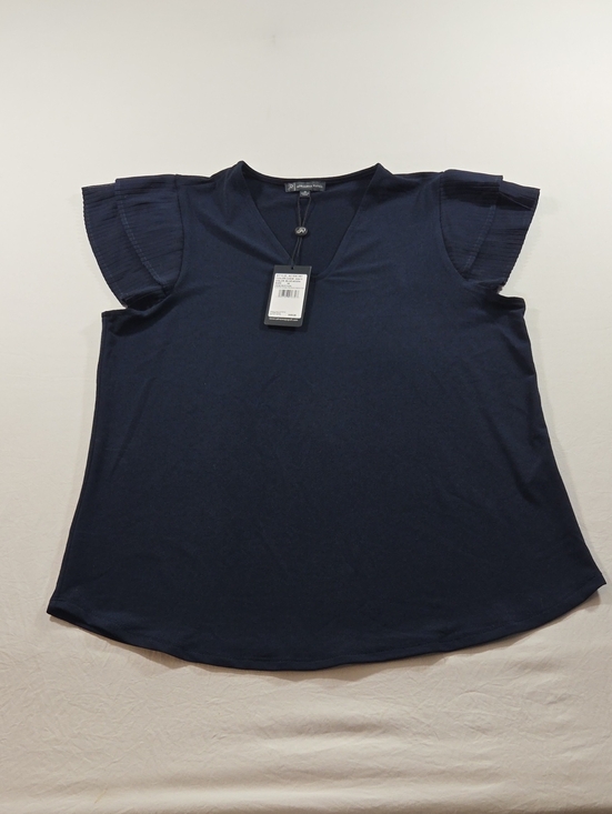 Adrianna Papell Tops - Adrianna Papell Women's Navy V-Neck Flutter Sleeve Tee